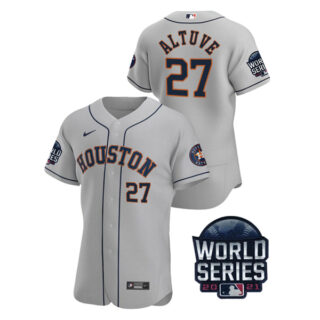 Men's Houston Astros Jose Altuve 2021 World Series Stitched Jersey Flex Base Gray