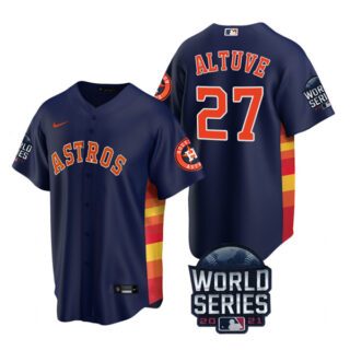 Men's Houston Astros Jose Altuve 2021 World Series Stitched Jersey Cool Base Navy