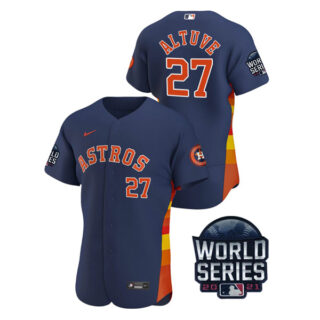 Men's Houston Astros Jose Altuve 2021 World Series Stitched Jersey Flex Base Navy