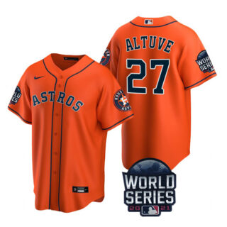 Men's Houston Astros Jose Altuve 2021 World Series Stitched Jersey Cool Base Orange