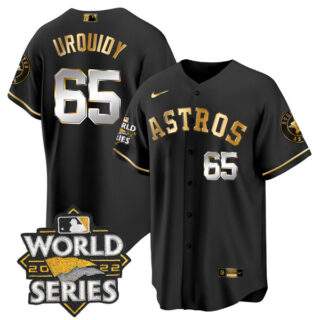 Men's Houston Astros Jose Urquidy 2022 World Series Black Golden Stitched Jersey