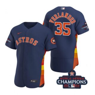 Men's Justin Verlander Houston Astros 2022 World Series Champions Stitched Navy Jersey
