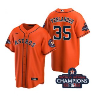 Men's Justin Verlander Houston Astros 2022 World Series Champions Orange Stitched Jersey