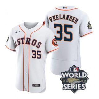 Men's Justin Verlander Houston Astros 2022 World Series Stitched Jersey White