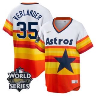 Men's Houston Astros Justin Verlander 2022 World Series Rainbow Stitched Jersey