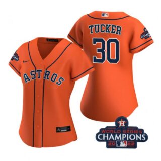 Women's Kyle Tucker Houston Astros 2022 World Series Champions Orange Stitched Jersey