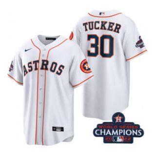 Men's Kyle Tucker Houston Astros 2022 World Series Champions White Stitched Jersey