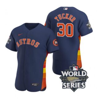 Men's Kyle Tucker Houston Astros 2022 World Series Stitched Jersey Navy