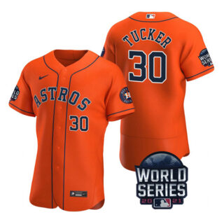 Men's Houston Astros Kyle Tucker 2021 World Series Stitched Jersey Flex Base Orange