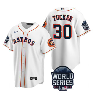 Men's Houston Astros Kyle Tucker 2021 World Series Stitched Jersey Cool Base White Home