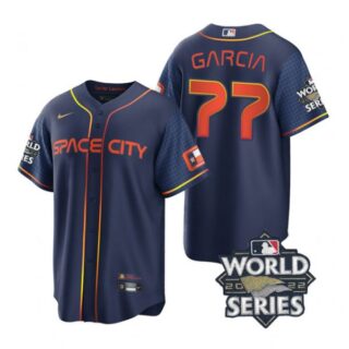 Men's Houston Astros Luis Garcia 2022 World Series City Connect Navy Stitched Jersey