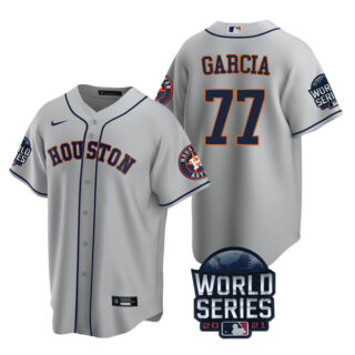 Men's Houston Astros Luis Garcia 2021 World Series Stitched Jersey Cool Base Gray
