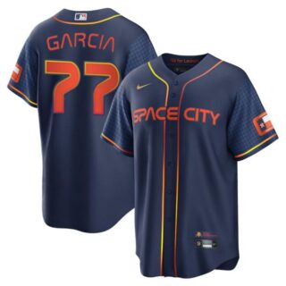 Men's Cool Base Luis Garcia Houston Astros 2022 Space City Connect Navy Stitched Jersey