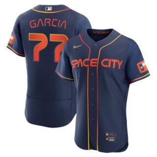 Men's Flex Base Luis Garcia Houston Astros 2022 Space City Connect Navy Stitched Jersey