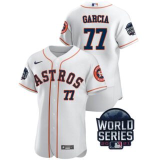 Men's Houston Astros Luis Garcia 2021 World Series Stitched Jersey Flex Base White Home