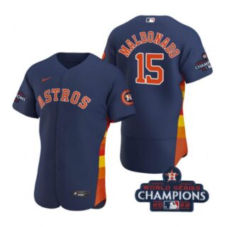 Men's Martin Maldonado Houston Astros 2022 World Series Champions Stitched Navy Jersey