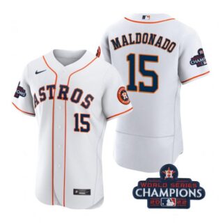 Men's Martin Maldonado Houston Astros 2022 World Series Champions Stitched White Jersey