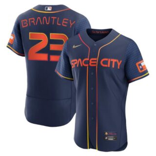 Men's Flex Base Michael Brantley Houston Astros 2022 Space City Connect Navy Stitched Jersey