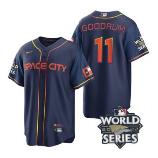 Men's Houston Astros Niko Goodrum 2022 World Series City Connect Navy Stitched Jersey