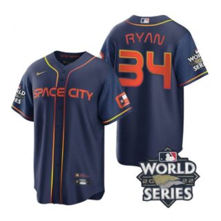 Men's Houston Astros Nolan Ryan 2022 World Series City Connect Navy Stitched Jersey