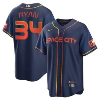Men's Cool Base Nolan Ryan Houston Astros 2022 Space City Connect Navy Stitched Jersey