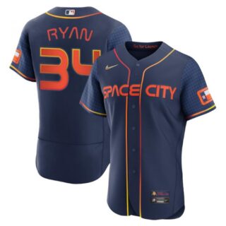 Men's Flex Base Nolan Ryan Houston Astros 2022 Space City Connect Navy Stitched Jersey