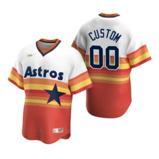 Men's Custom Houston Astros Cool Base Jersey Orange Cooperstown