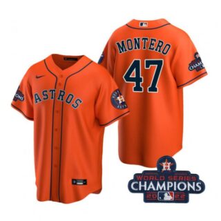 Men's Rafael Montero Houston Astros 2022 World Series Champions Orange Stitched Jersey