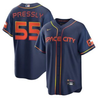 Men's Cool Base Ryan Pressly Houston Astros 2022 Space City Connect Navy Stitched Jersey