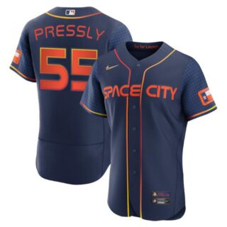 Men's Flex Base Ryan Pressly Houston Astros 2022 Space City Connect Navy Stitched Jersey