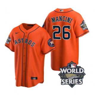 Men's Houston Astros Trey Mancini 2022 World Series Orange Alternate Stitched Jersey