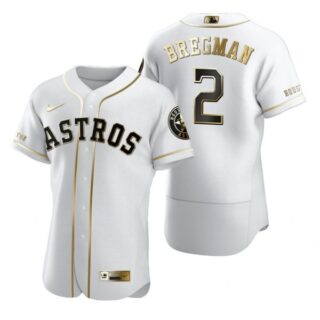 Men's Alex Bregman Houston Astros Flex Base Jersey White Golden