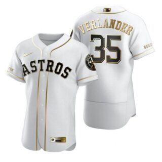 Men's Justin Verlander Houston Astros Flex Base Jersey White Golden