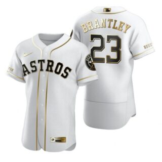 Men's Michael Brantley Houston Astros Flex Base Jersey White Golden