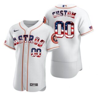 Men's Custom Houston Astros Flex Base Jersey White Stars