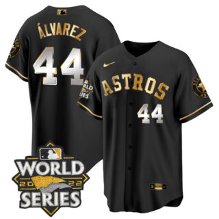 Houston Astros Yordan Alvarez 2022 World Series Black Golden Stitched Jersey