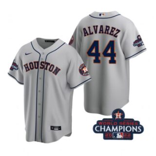 Men's Yordan Alvarez Houston Astros 2022 World Series Champions Gray Stitched Jersey