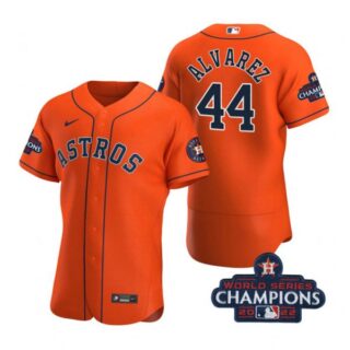 Men's Yordan Alvarez Houston Astros 2022 World Series Champions Stitched Orange Jersey