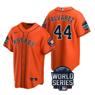 Men's Houston Astros Yordan Alvarez 2021 World Series Stitched Jersey Cool Base Orange