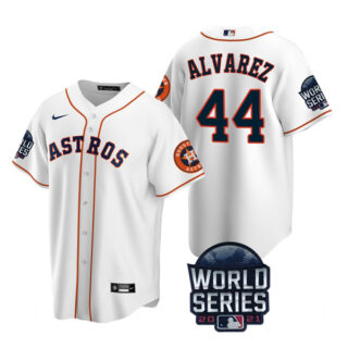 Men's Houston Astros Yordan Alvarez 2021 World Series Stitched Jersey Cool Base White Home
