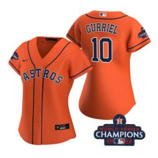 Women's Yuli Gurriel Houston Astros 2022 World Series Champions Orange Stitched Jersey