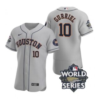 Men's Yuli Gurriel Houston Astros 2022 World Series Stitched Jersey Gray