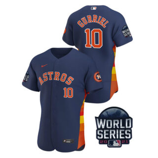 Men's Houston Astros Yuli Gurriel 2021 World Series Stitched Jersey Flex Base Navy
