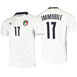 Men's Ciro Immobile Italy National White Away Jersey