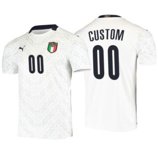 Men's Custom Italy National White Away Jersey