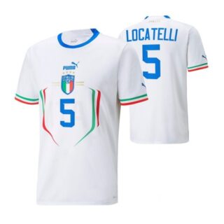Youth Manuel Locatelli Italy National Team White Away Soccer Jersey 2022-23