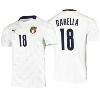 Men's Nicolo Barella Italy National White Away Jersey