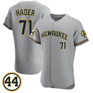 Men's #71 Josh Hader Milwaukee Brewers Gray Jersey Flex Base Gray