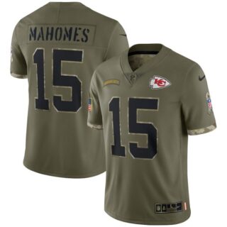 Youth Patrick Mahomes Kansas City Chiefs Olive 2022 Salute To Service Jersey Stitched