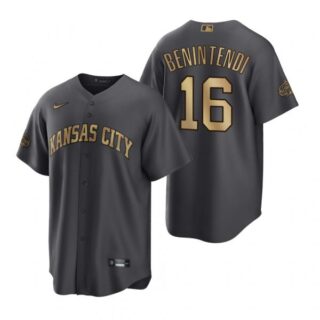 Men's Cool Base Andrew Benintendi Kansas City Royals 2022 MLB All-Star Game Charcoal Black Stitched Jersey